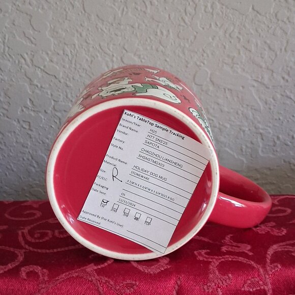 St. Nicholas Square Red Ceramic Holiday Dog Themed Coffee Mug - Picture 6 of 11